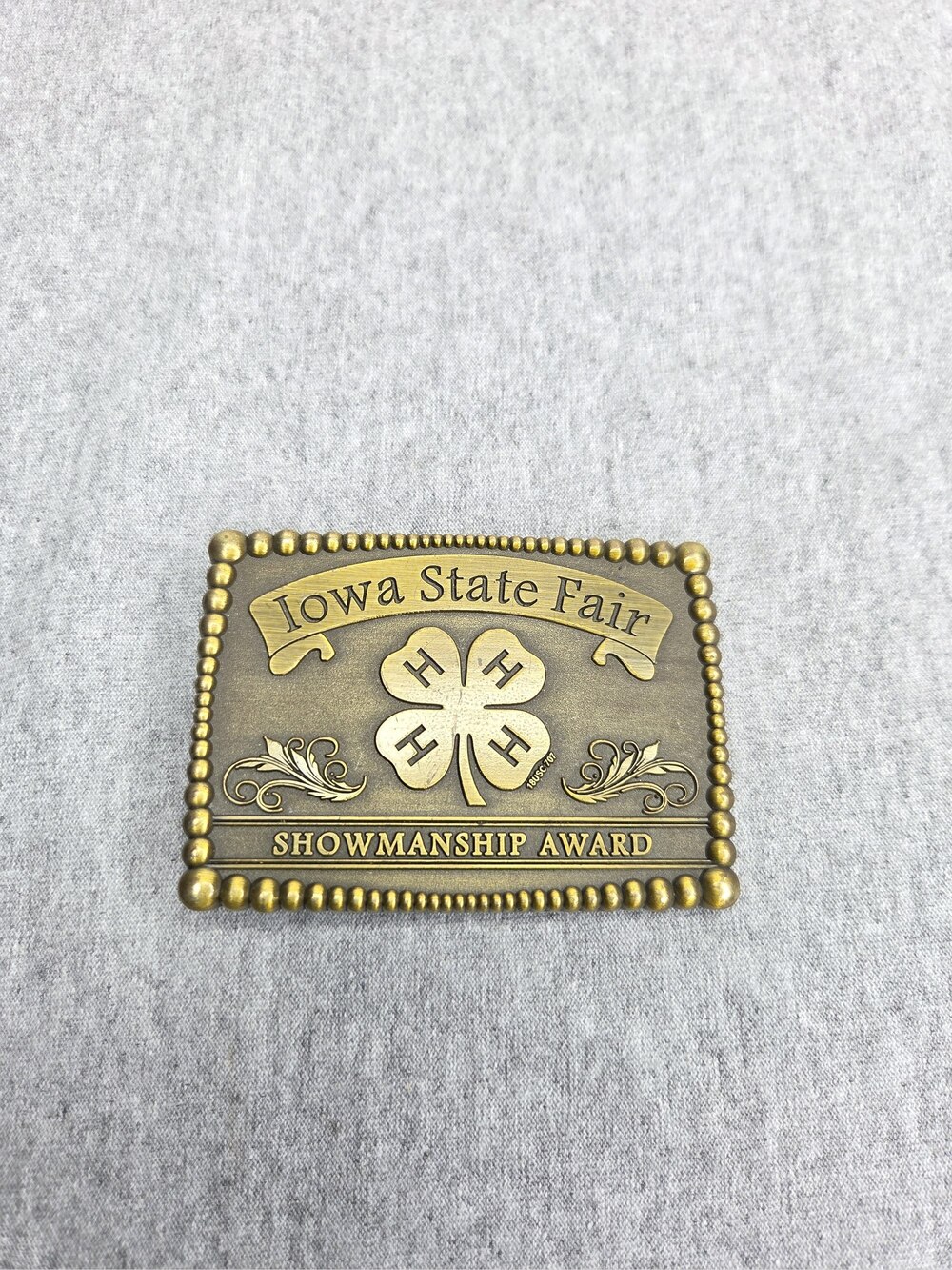 Iowa State Fair 4-H Showmanship Award Belt Buckle Trophy Brass Vintage